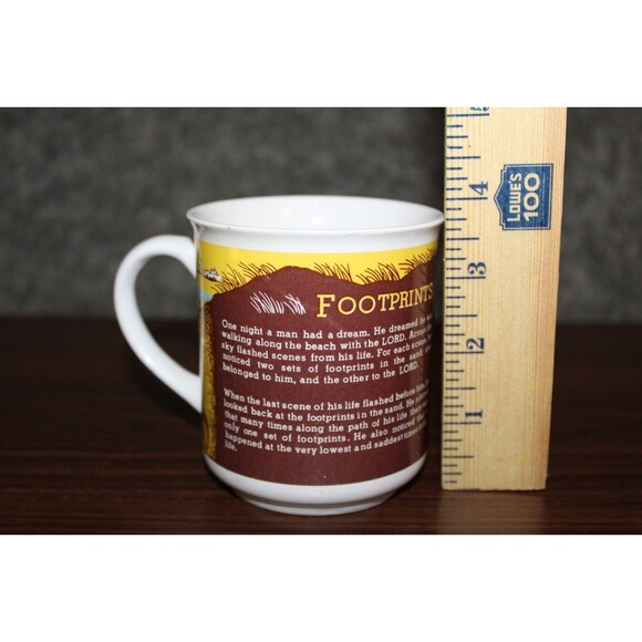 1986 Footprints in the Sand Mug Cup Vintage Collectible Religious - Picture 8 of 8